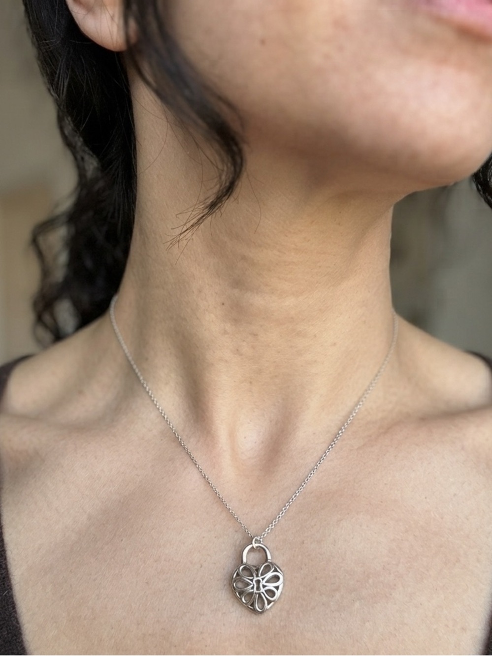 Authentic Tiffany & Co. Enchant Heart Lock Necklace - Sterling Silver